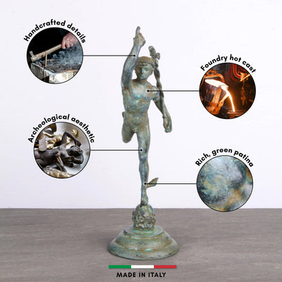 Giambologna Mercury Figurine (Green Bronze)
