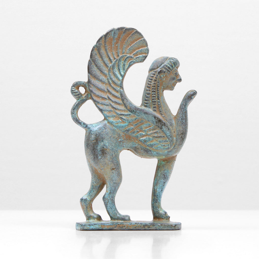 銅製翼神像 約25×9×28cm 001-greek-sphinx-statue-bronze