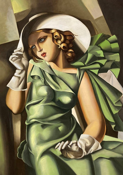 Lady in Green Contemporary Fresco by Tamara de Lempicka