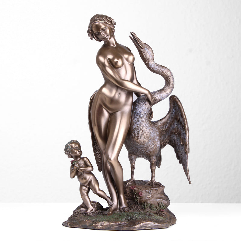 Leda and the Swan Sculpture (Cold Cast Bronze Statue)