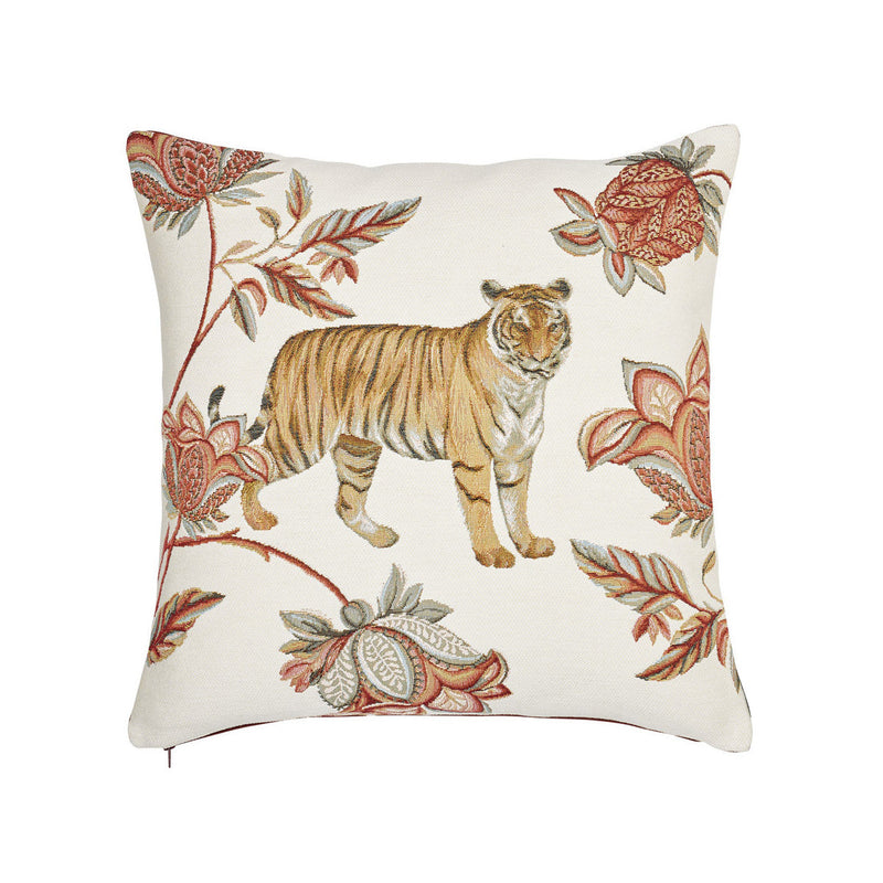 Tiger with flowers on White background Cushion
