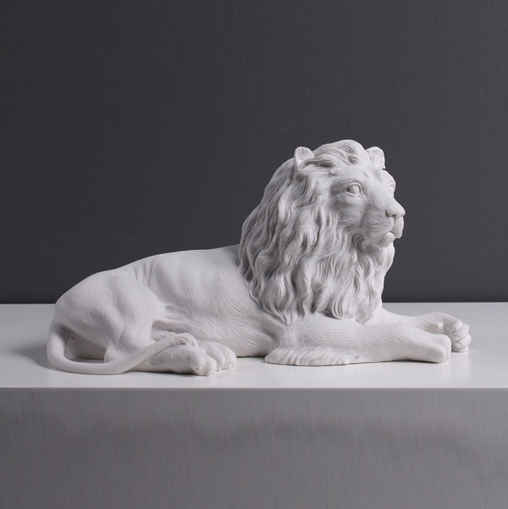 Lying Lion marble statue Italian luxury home decor modern art