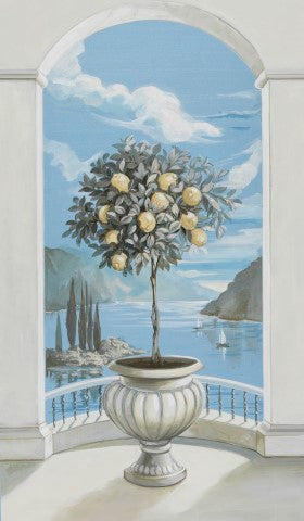 View of a lemon tree and lake Fresco