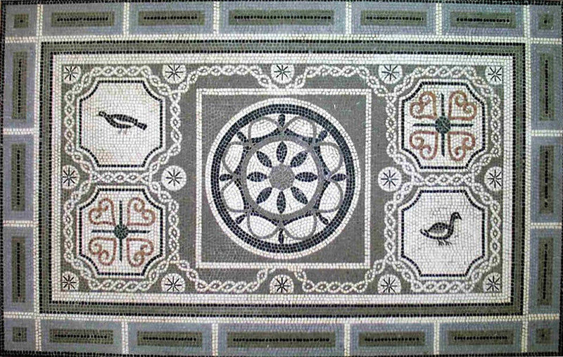 Geometric Carpet with Birds Mosaic