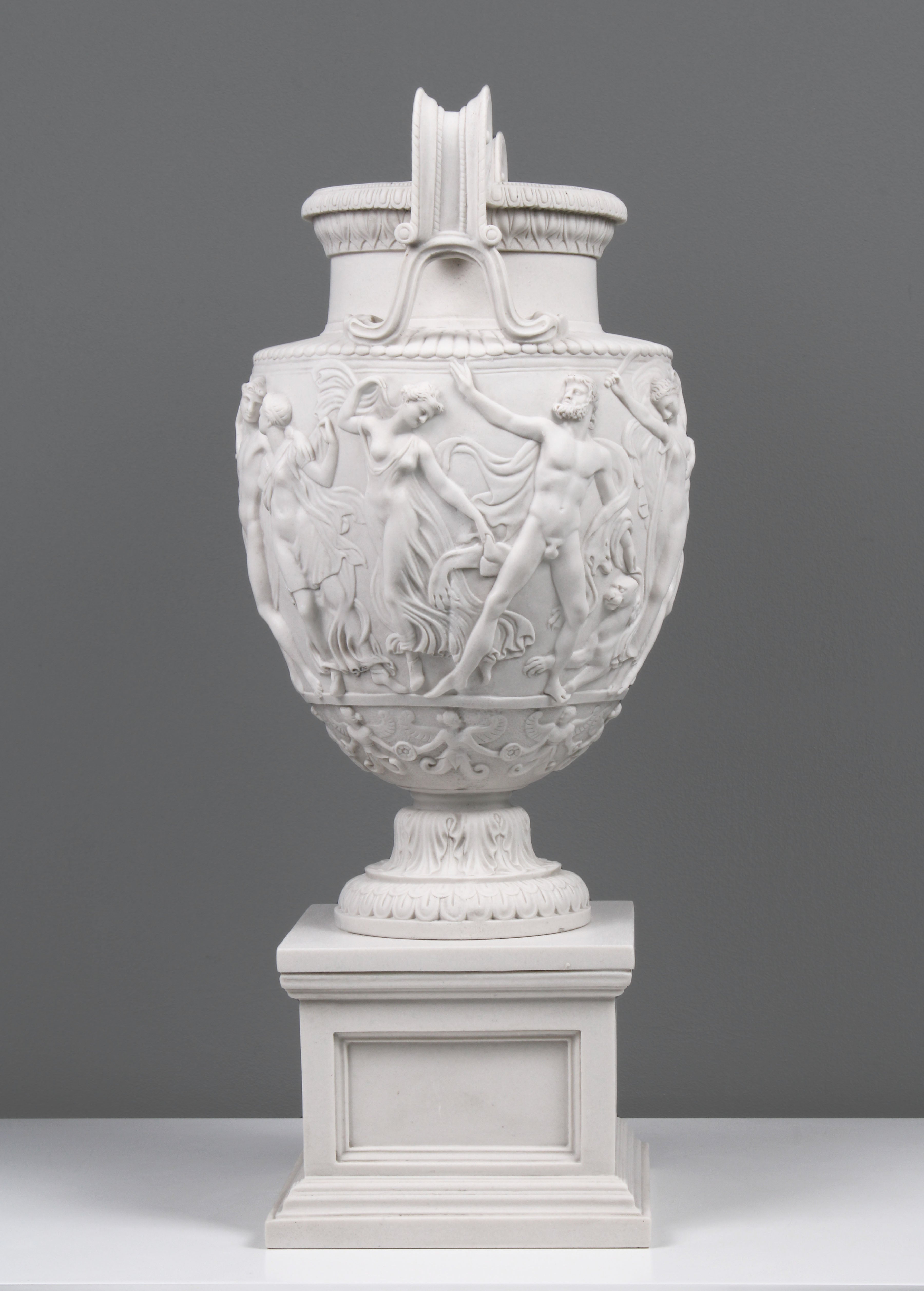 Classic Marble Vase on Large Pedestal marble planter Greek