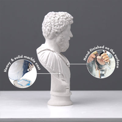 Marcus Aurelius Bust Sculpture - Small Roman Emperor Statue