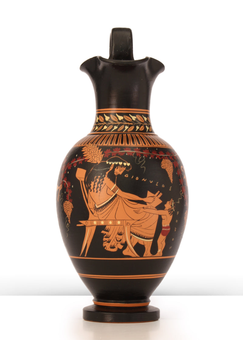 Red Figure Ware Ancient Greek Red-Figure Vase with Dionysus pottery handmade Greece ...