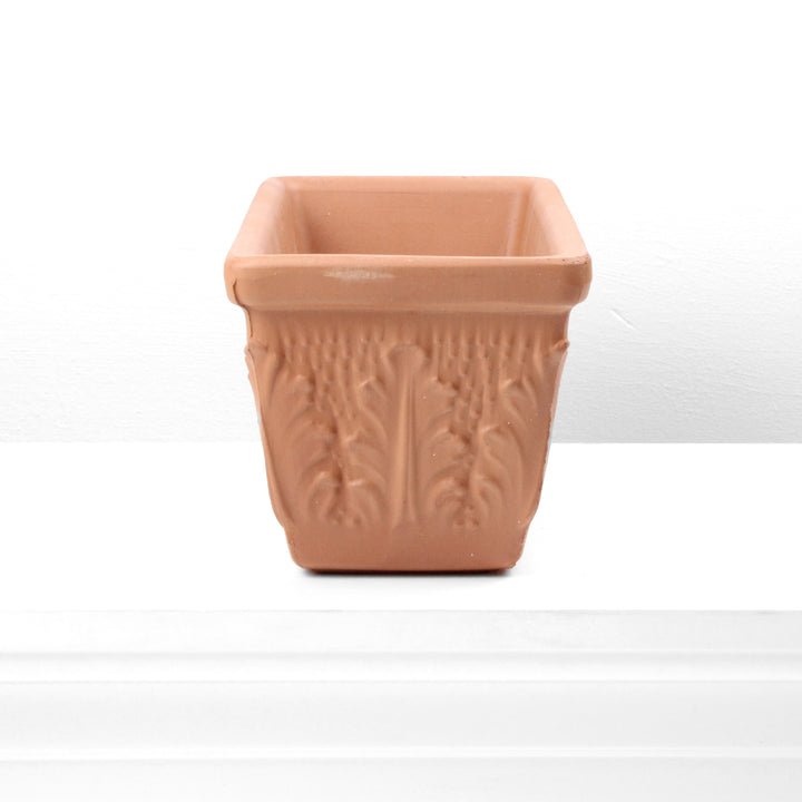 medium terracotta plant pots Medium Rectangle Terracotta Planter with Floral Design orange