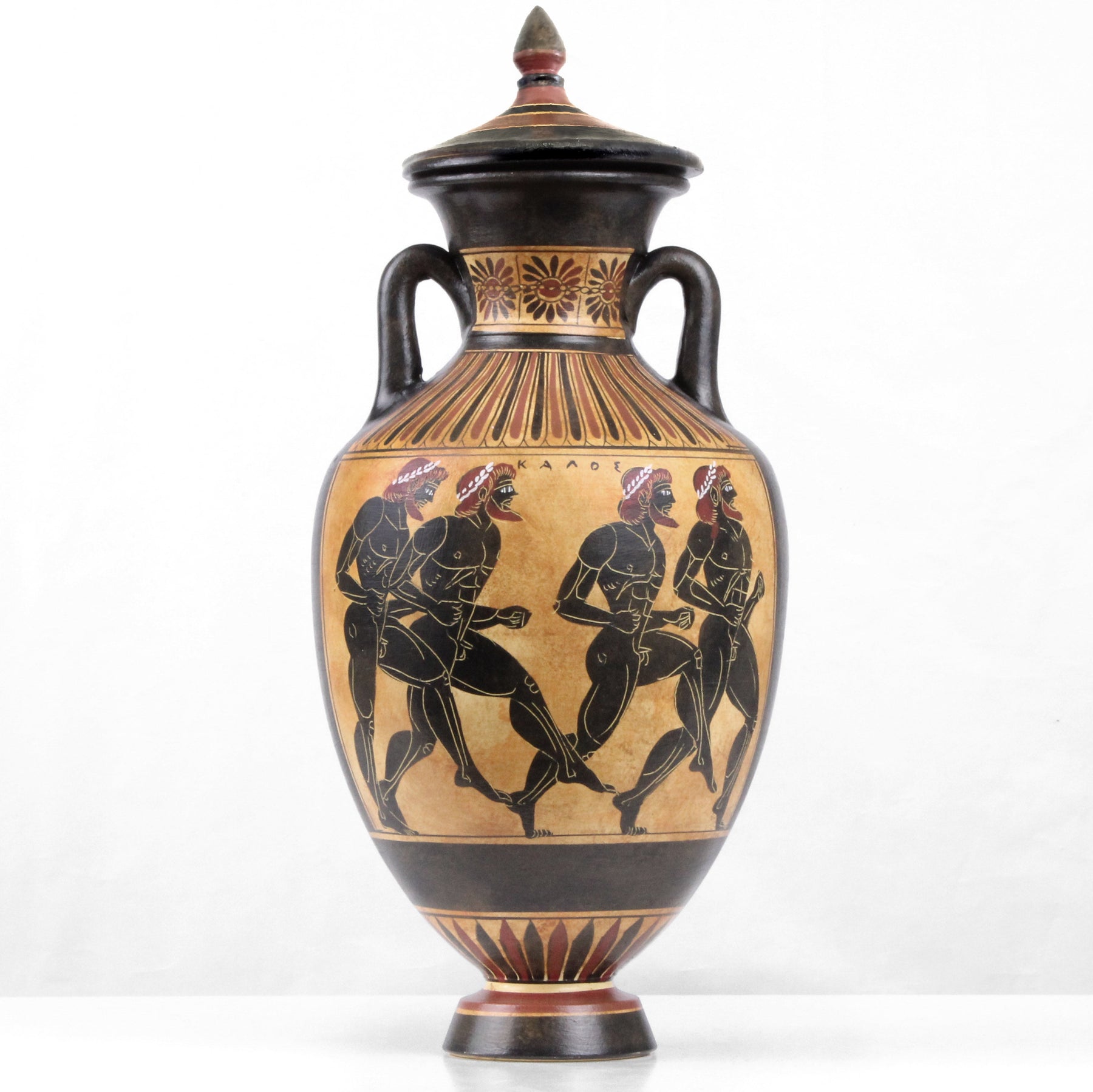 Ancient Greek Black-Figure Amphora with Athena&Runners pottery