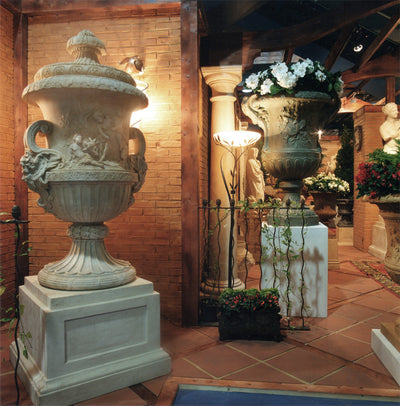 Large Garden Urn with Musical Instruments