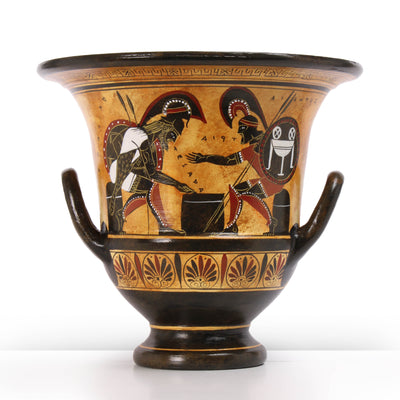 Ancient Greek Black-Figure Krater with Achilles and Aias playing Pottery - The Ancient Home