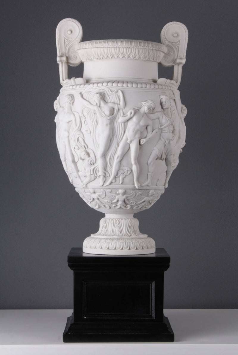 Classic Marble Vase on Large Black Pedestal