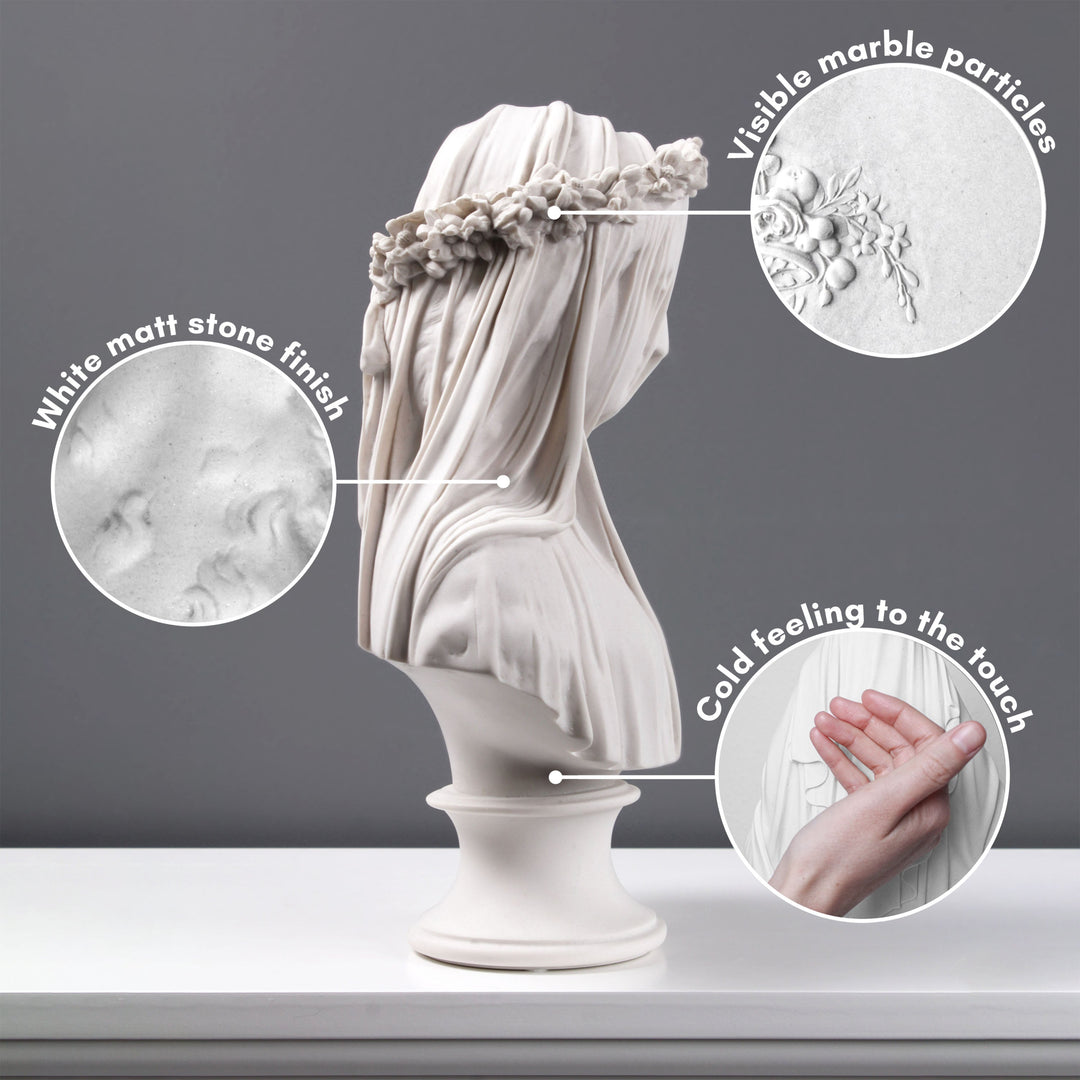 Veiled Lady Bust Sculpture (Veiled Maiden) The Ancient Home marble