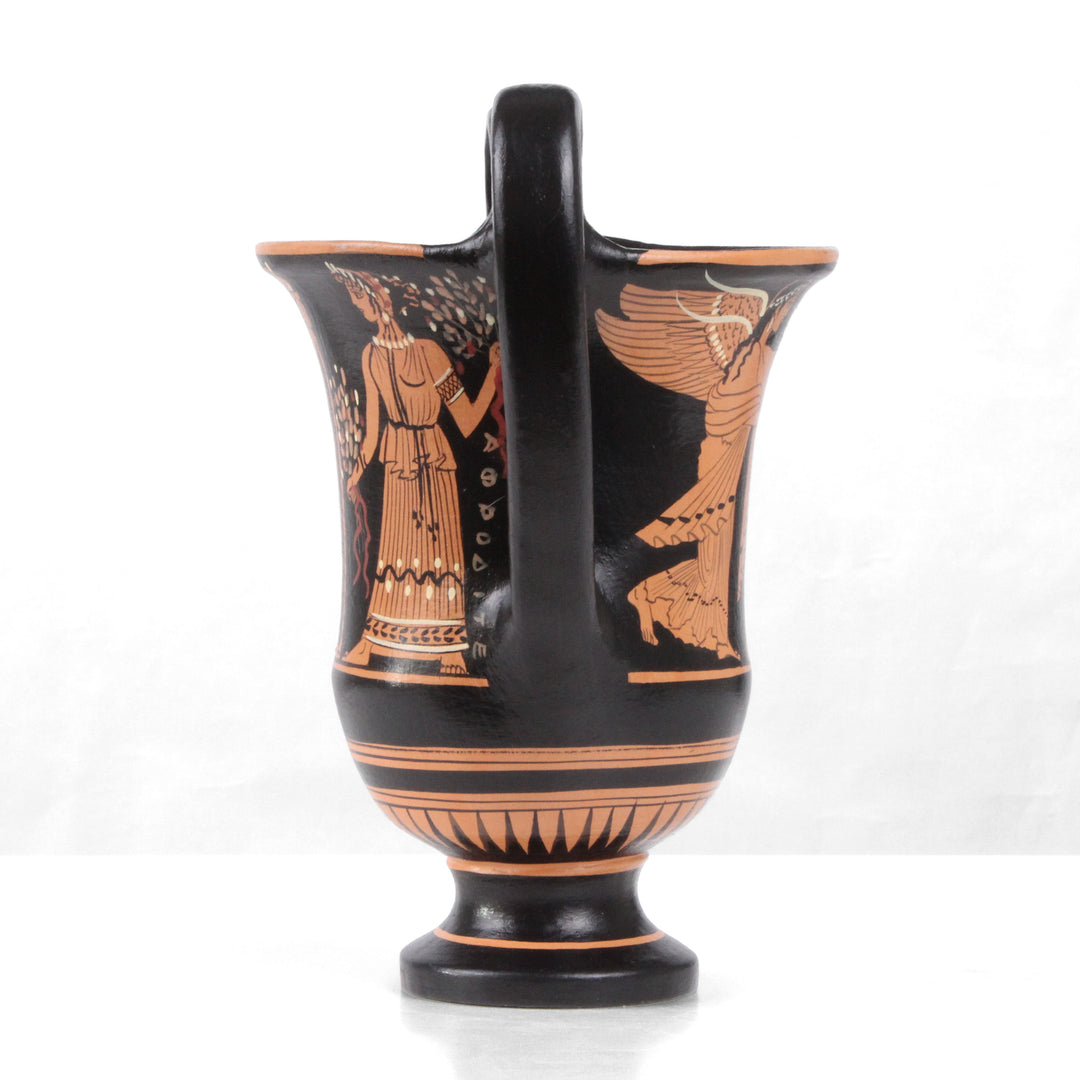 Ancient Greek Red-Figure Kantharos Vase with Nike&Zeus pottery