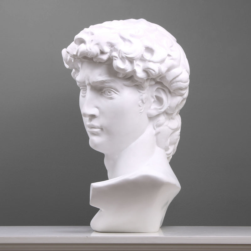 David Head Statue (White Resin Sculpture by Michelangelo)