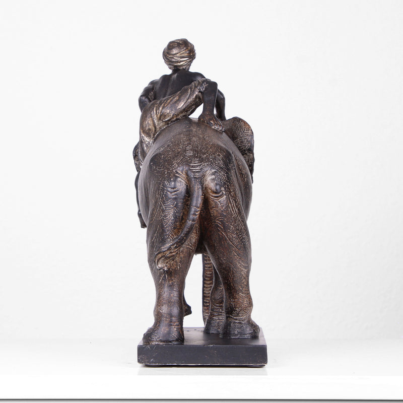 Elephant Statue with Rider (Resin Sculpture)
