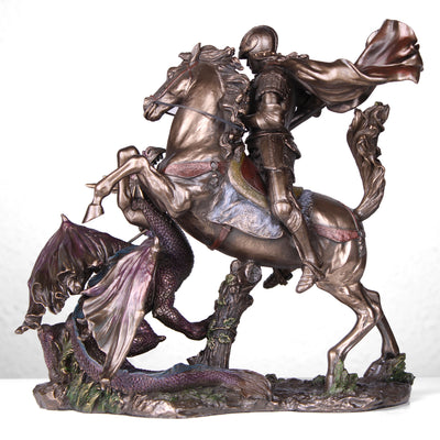 Saint George Killing the Dragon Statue (Cold Cast Bronze Sculpture)