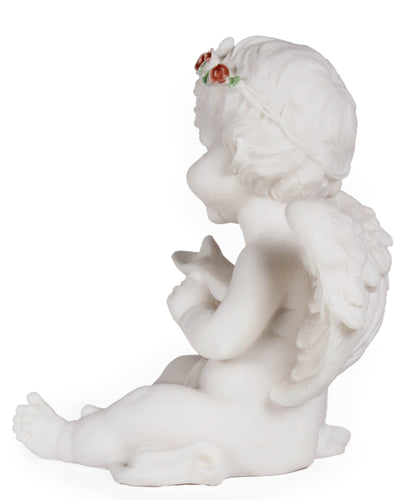 Angel Sculpture Sitting Cupid Child Gifts for Women Girls Peresent Decor for Mother's Day Cute Putto for Wedding and Anniversary