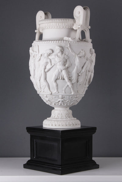Classic Marble Vase on Large Black Pedestal