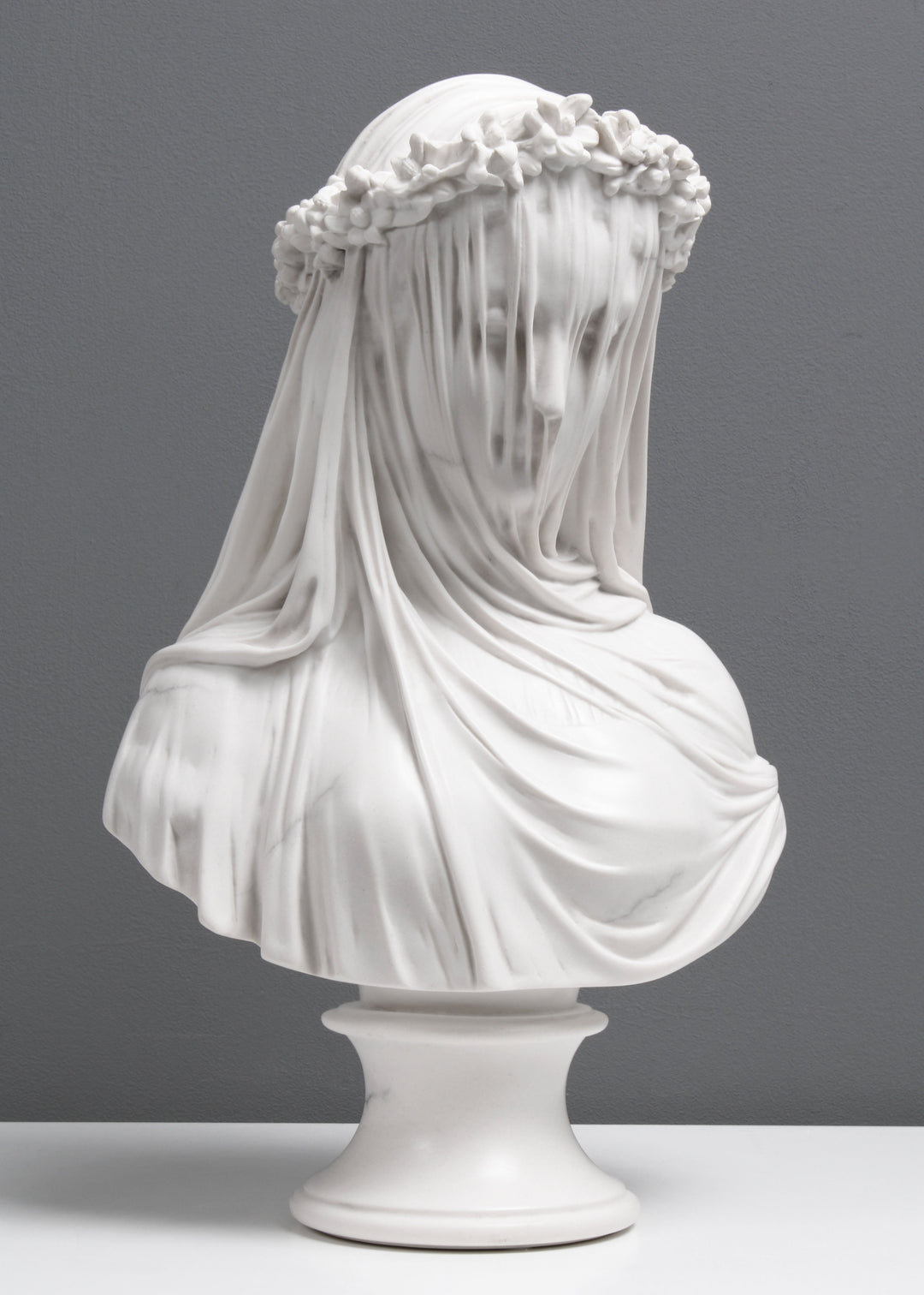 Veiled Bride – Collage Art. The Veiled Maiden Bust Statue (The Bride) - Veined & Polished