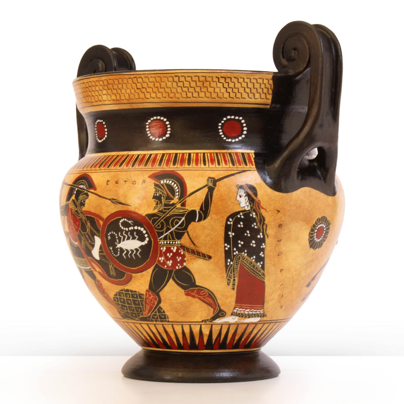 Ancient Greek Black-Figure Chalcidian Krater with Achilles and Hector Pottery - The Ancient Home
