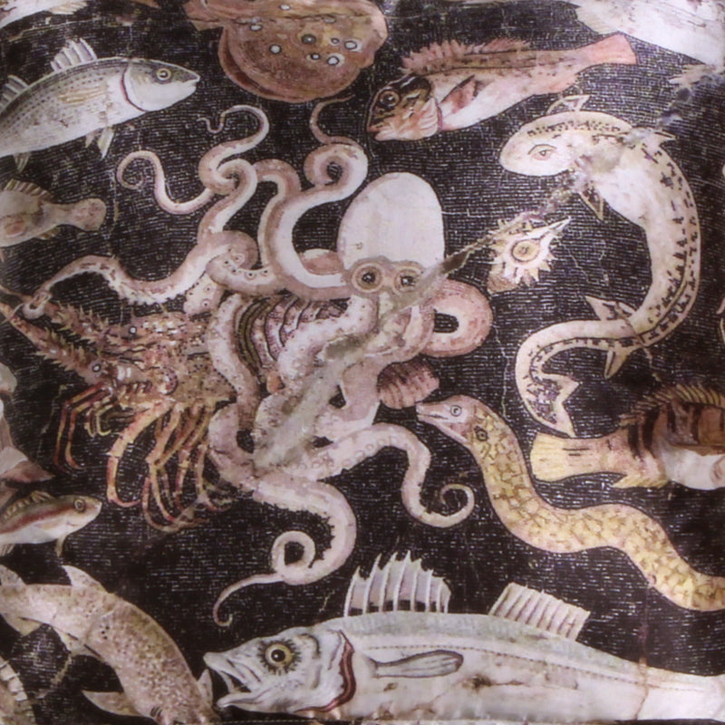 Ancient Octopus Mosaic Pompenian Shiny Cushion