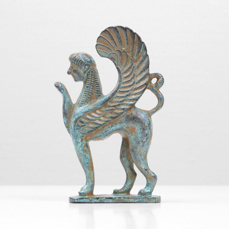 Greek Sphinx Statue (Bronze) small sculpture green modern home decor ...