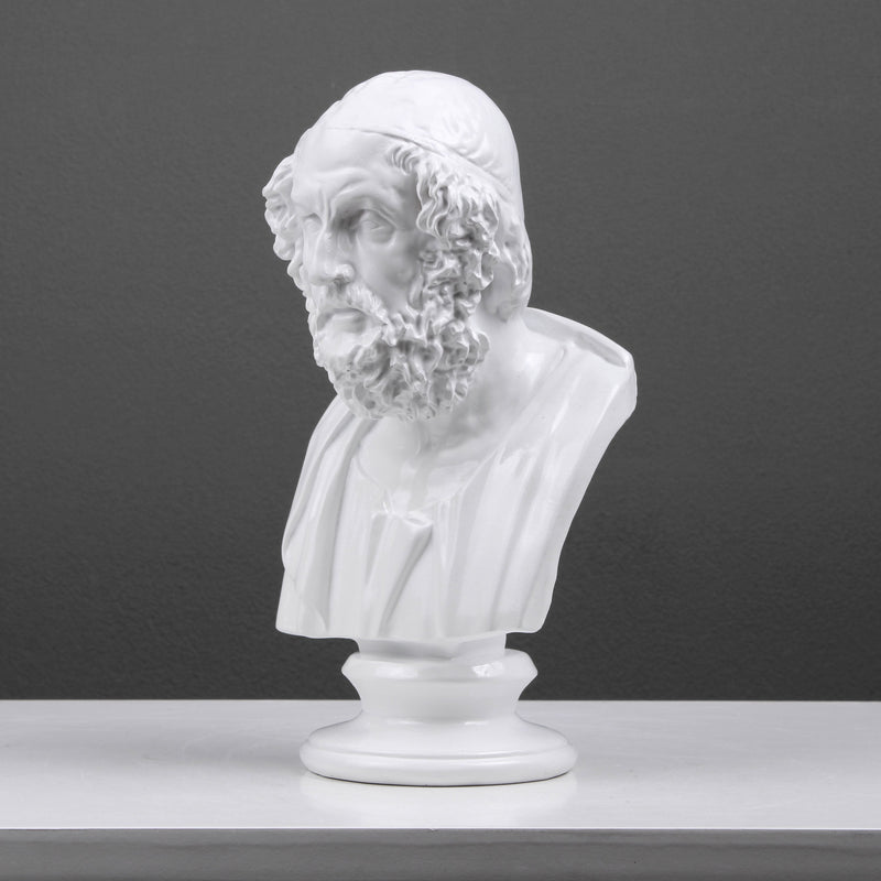 Homer Bust Statue (White Resin Sculpture)