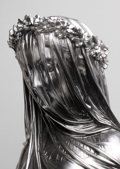 Veiled Lady Bust Sculpture in Black