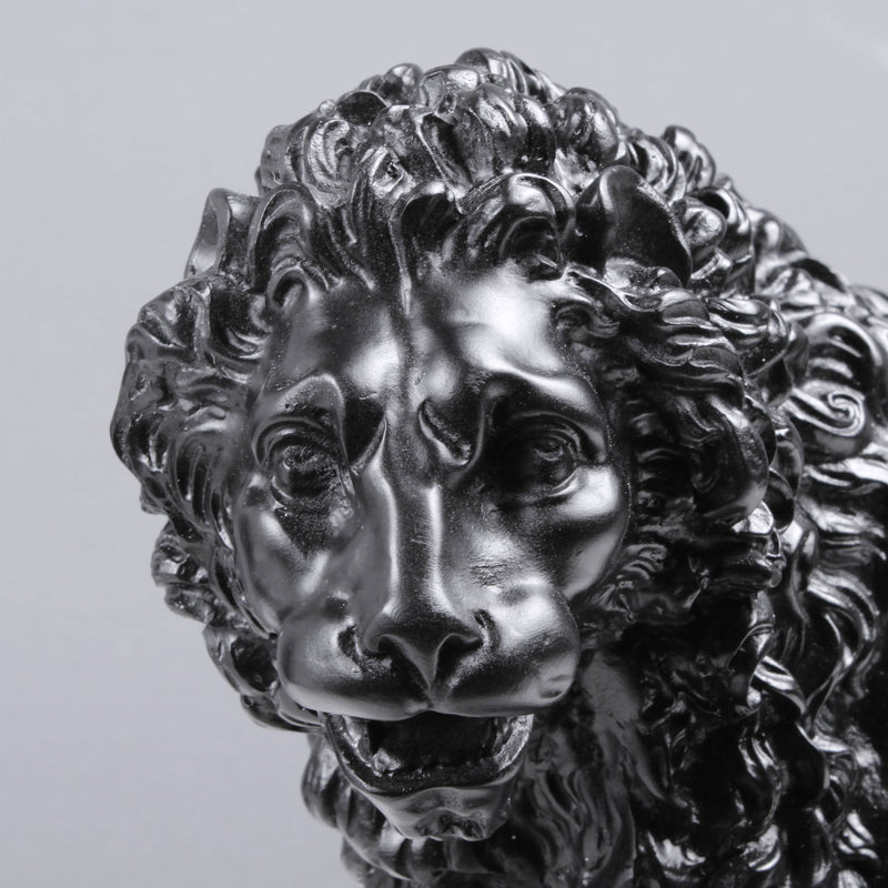Black Medici Lions Statue in Pair
