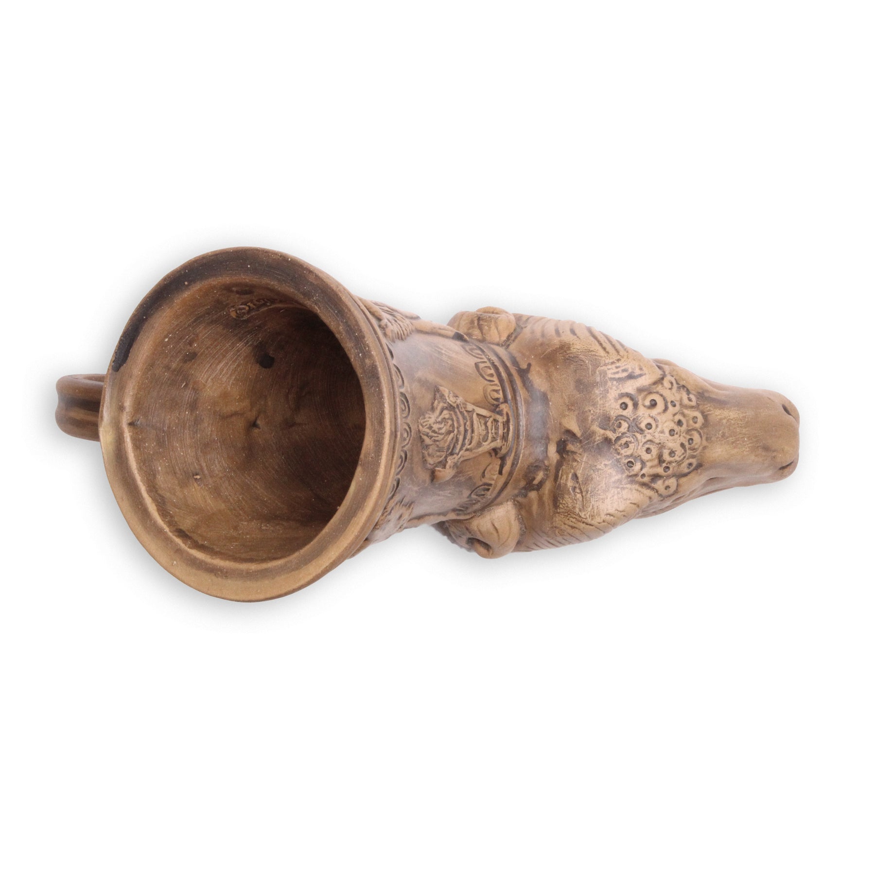 Molded Ryton Rhyton Replica with Ram Head pottery Roman ceramic museum reproduction ...