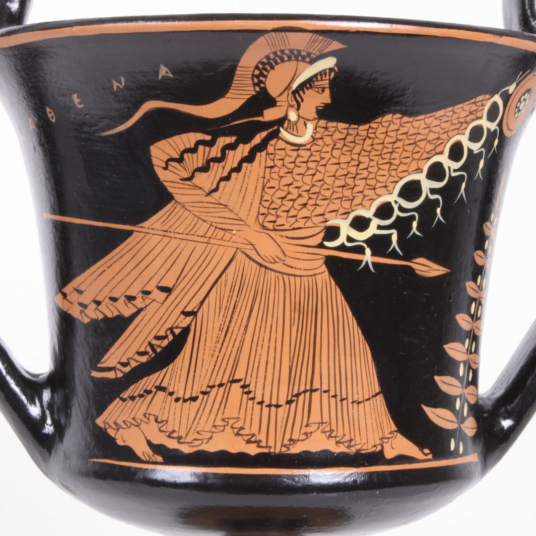 Ancient Greek Red-Figure Kantharos Vase with Demeter&Athena