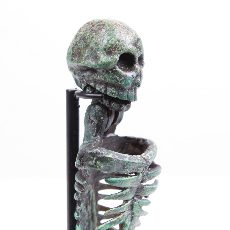 Roman Skeleton Statue - Larva Convivalis Memento Mori Sculpture (Cold Cast Bronze)
