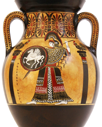 Ancient Greek Black-Figure Belly Amphora with Athena & Heracles Pottery - The Ancient Home
