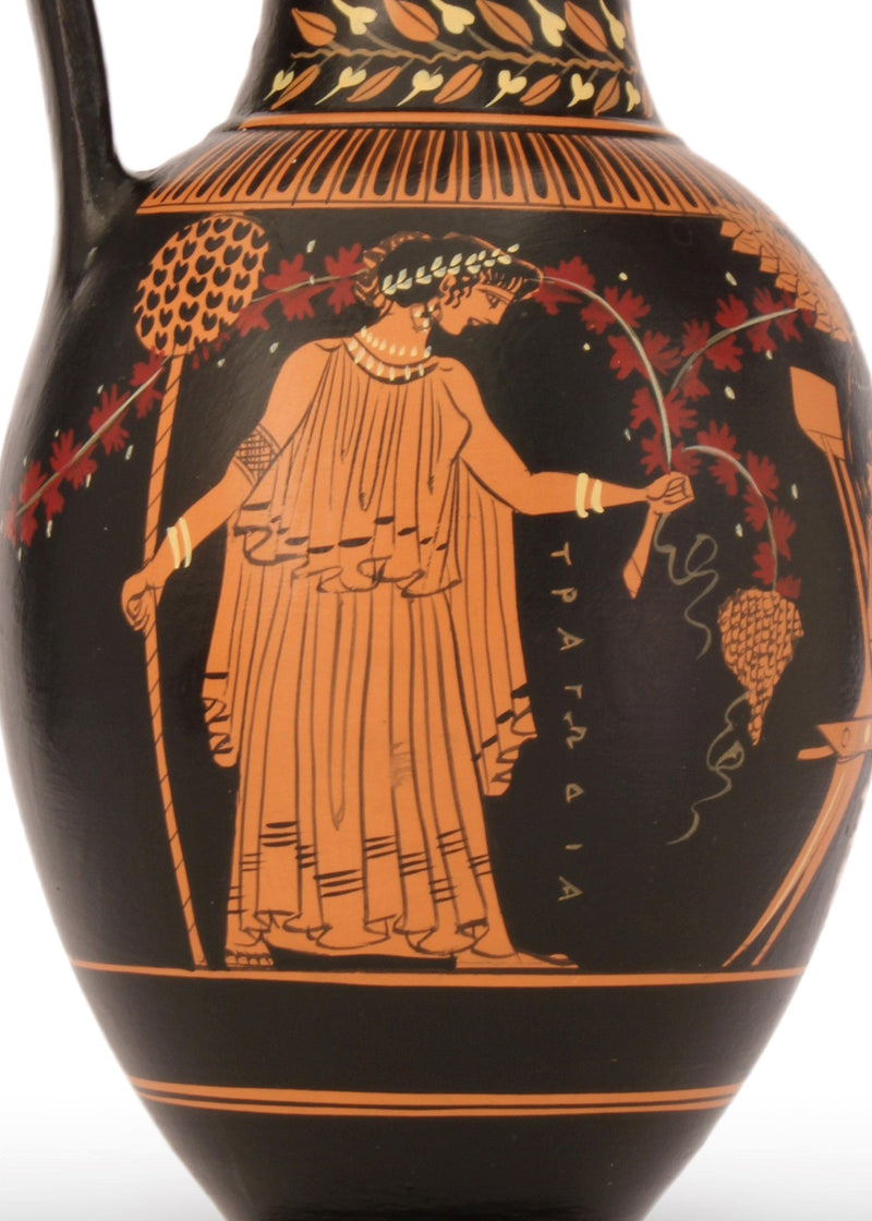 Red Figure Ware Ancient Greek Red-Figure Vase with Dionysus pottery handmade Greece ...