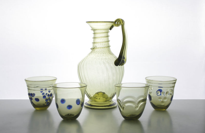 Ancient Roman Wine Cup with Grape Reliefs in Pair handmade blown glass ...