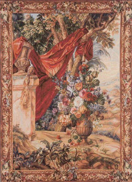 Bouquet with Red Drape Tapestry