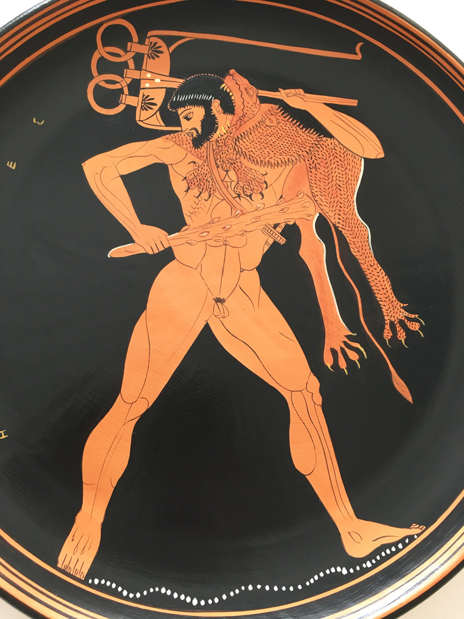 Red-Figure Greek Plate with Heracles pottery handmade Greece – The