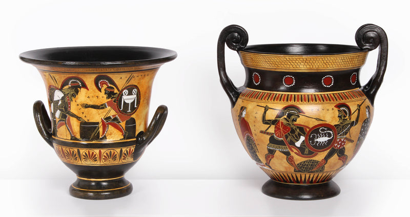 Ancient Greek Black-Figure Krater with Achilles and Aias playing Pottery - The Ancient Home