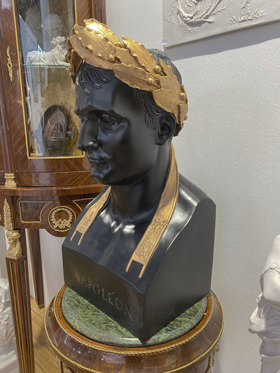 Napoleon as Caesar Bust Sculpture in Black & Gilt