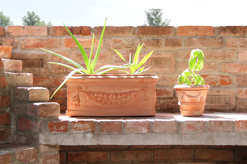 rectangular terracotta pots for plants Large Rectangle Terracotta Planter orange garden outdoor decor – The Ancient Home